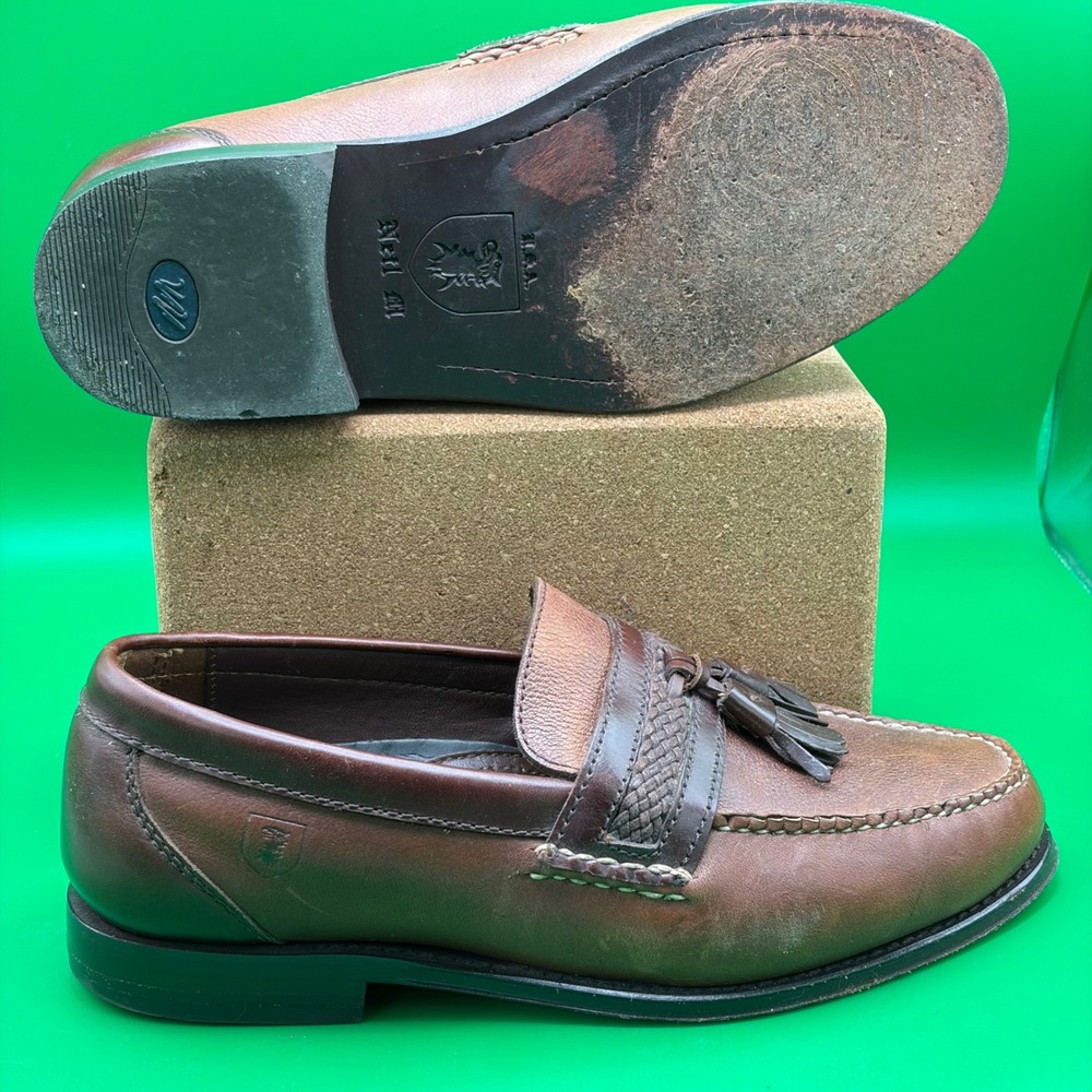 VTG 90s Neil M Kiltie Tassel Loafers Mens 10 Brown Leather USA Made Dress Shoes